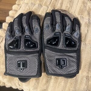 ICON Justice Mesh Motorcycle Riding Gloves Black Gray Armor Size Large L